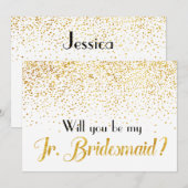 Faux Gold Confetti Zal jij mijn Jr Bridesmaid zijn Kaart (Voorkant / Achterkant)