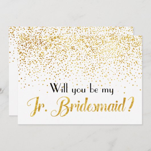 Faux Gold Confetti Zal jij mijn Jr Bridesmaid zijn Kaart (Voorkant / Achterkant)