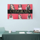 Faux Gold Congrats Afstuderen Fotocollage Spandoek (Beurs)