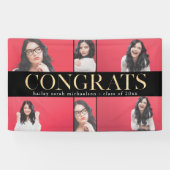 Faux Gold Congrats Afstuderen Fotocollage Spandoek (Horizontaal)