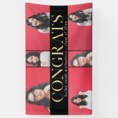 Faux Gold Congrats Afstuderen Fotocollage Spandoek (Verticaal)