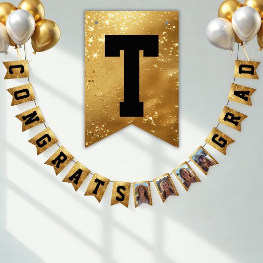 Faux Gold CONGRATULATIONS! sparkling Party Vlaggetjes