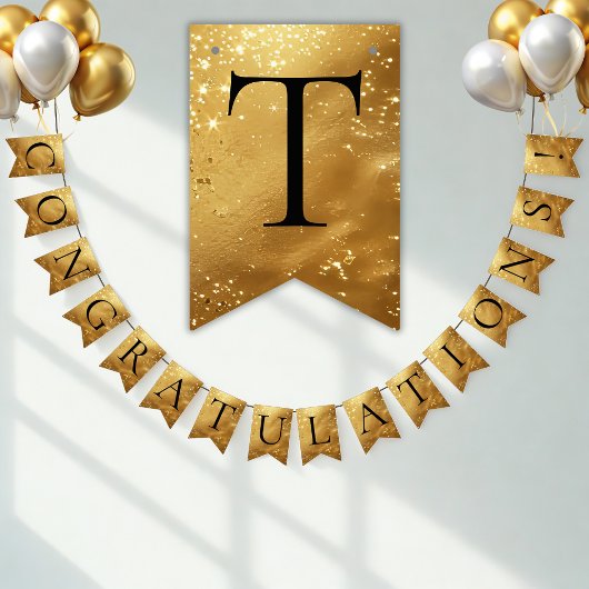Faux Gold CONGRATULATIONS! sparkling Party Vlaggetjes