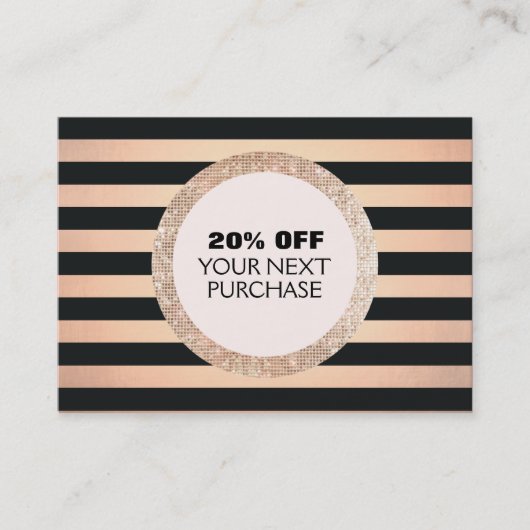 Faux Gold & Copper Striped Mode & Beauty Coupon (Voorkant)