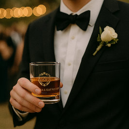  Faux Gold Crest Custom Monogram Huwelijk Whisky Glas