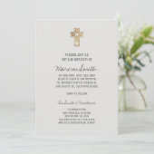 Faux Gold Cross Baby Photo Baptisme Invitation Kaart (Staand voorkant)