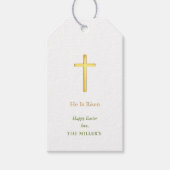 Faux Gold Cross Happy Easter Gift Labels Cadeaulabel (Voorkant)