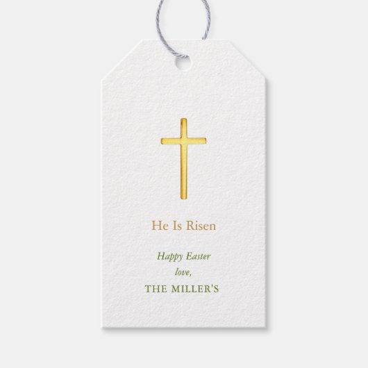Faux Gold Cross Happy Easter Gift Labels Cadeaulabel (Voorkant)