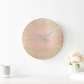 Faux Gold Crystals Confetti Glitter Blush Pink Grote Klok (Huis)