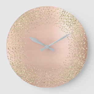 Faux Gold Crystals Confetti Glitter Blush Pink Grote Klok