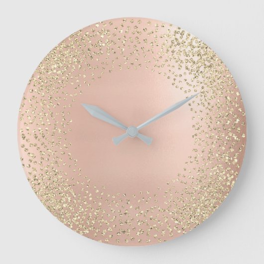 Faux Gold Crystals Confetti Glitter Blush Pink Grote Klok (Voorkant)
