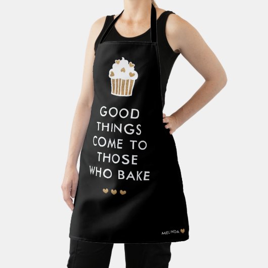 Faux Gold Cupcake Goede dingen Bakken Voeg naam to Schort (Insitu)