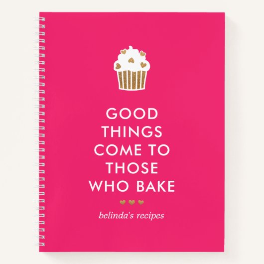 Faux Gold Cupcake Roze Goede Dingen Bakrecept Notitieboek (Voorkant)