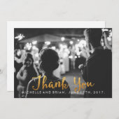 Faux Gold Cursive Weddenfoto Hartelijk dank Bedankkaart (Voorkant / Achterkant)