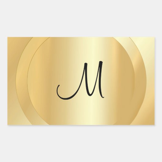 Faux Gold Custom Hand Script Monogram Sjabloon Rechthoekige Sticker (Voorkant)