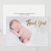 Faux Gold Dank je Baby Fotogeboorte Aankondiging (Voorkant / Achterkant)