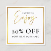 Faux Gold Dank u Gift Business Logo Korting Vierkante Visitekaartje (Voorkant)