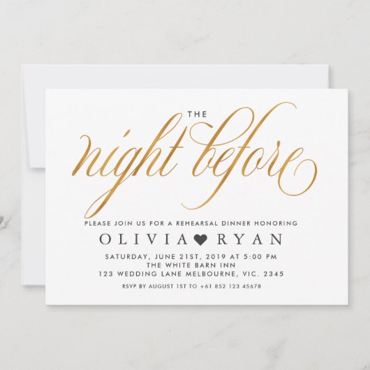 Faux gold de avond voor de uitnodiging (Voorkant)