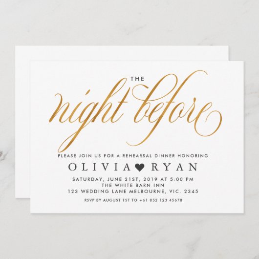 Faux gold de avond voor de uitnodiging (Voorkant / Achterkant)