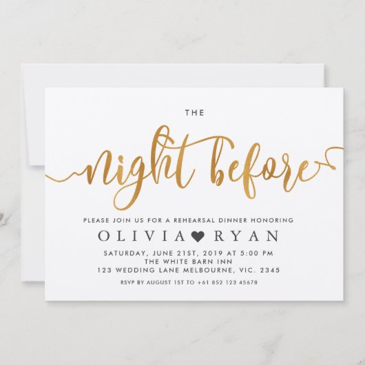 Faux gold de avond voor de uitnodiging (Voorkant)