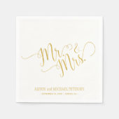 Faux gold de heer en mevrouw Simple calligraphy br Servetten (Voorkant)