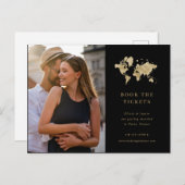 Faux Gold Destination Wedding Photo Save the Date Briefkaart (Voorkant / Achterkant)