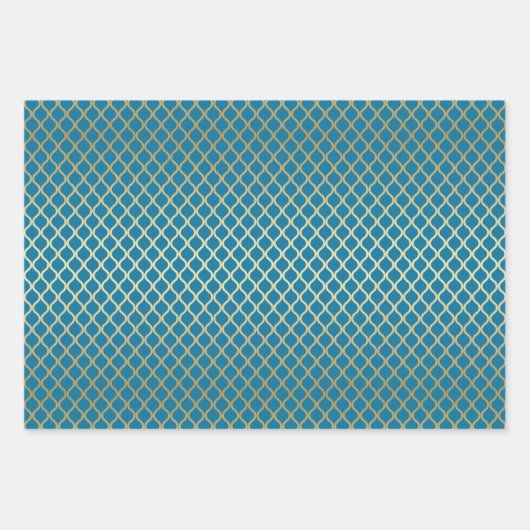 Faux Gold Diamond Geometric Lace Grid Pattern Inpakpapier Vel (Voorkant 2)