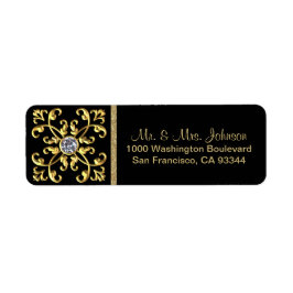 Faux Gold Diamond Zwart Envelop Retouradres Etiket