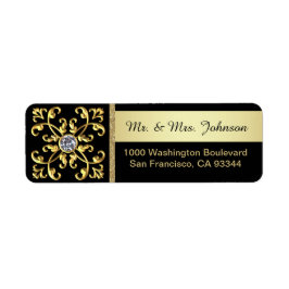 Faux Gold Diamond Zwart Envelop Retouradres Etiket