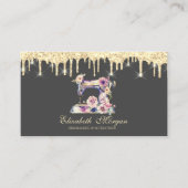 Faux Gold Drips Naaimachine Bloemen Visitekaartje (Voorkant)