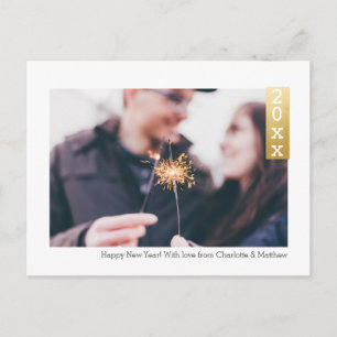 Faux Gold Eenvoudig Gelukkig Nieuwjaar Gepersonali Briefkaart