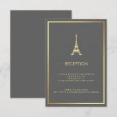 Faux Gold Eiffeltoren Grijs Huwelijksreceptie Kaart (Voorkant / Achterkant)