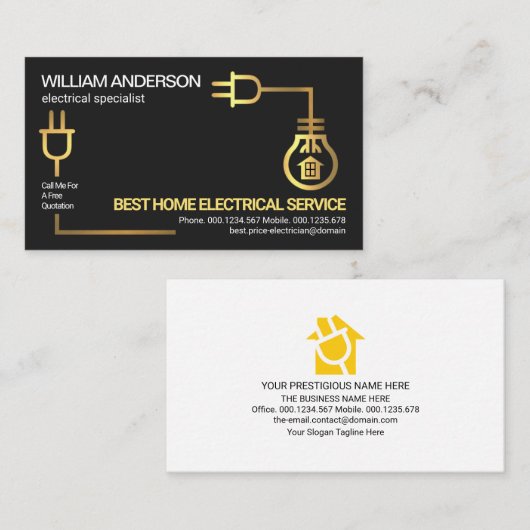 Faux Gold Electrical Circuit-bedrading Visitekaartje (Voorkant / Achterkant)