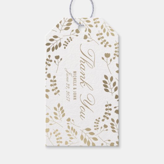 Faux Gold Elegant Botanisch Hartelijk dank voor La Cadeaulabel (Voorkant)
