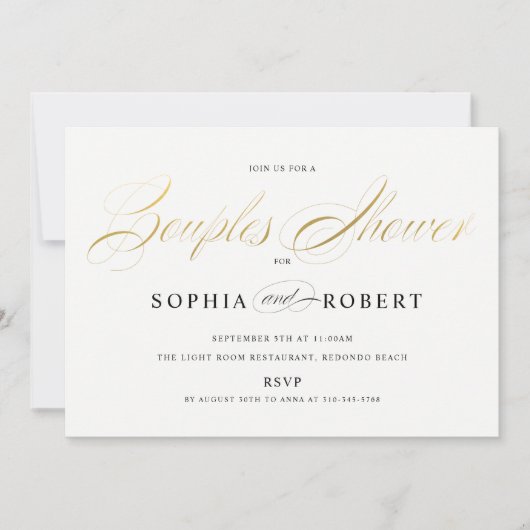 Faux Gold Elegant Calligraphy Couples Shower Kaart (Voorkant)