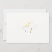 Faux Gold Elegant Calligraphy Verloving Monogram Kaart (Achterkant)