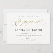 Faux Gold Elegant Calligraphy Verloving Monogram Kaart (Voorkant)