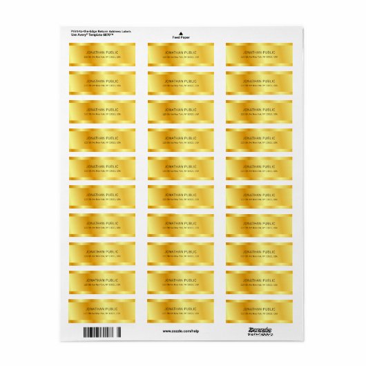 Faux Gold Elegant Custom Glamoureuze Sjabloon Retu Etiket (Full Sheet)
