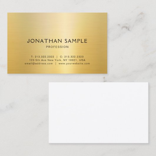 Faux Gold Elegant Design Moderne Sjabloon Trendy Visitekaartje (Voorkant / Achterkant)