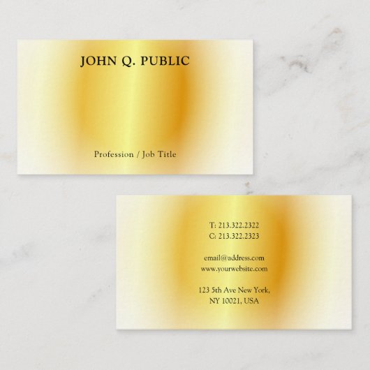 Faux Gold Elegant, eenvoudig op maat gemaakt Visitekaartje (Voorkant / Achterkant)