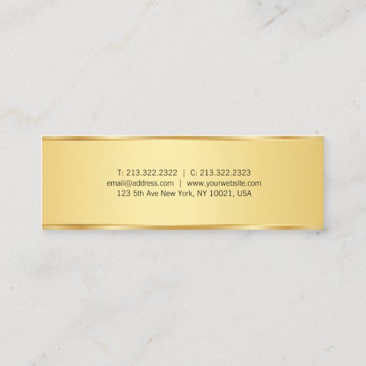 Faux Gold Elegant Eenvoudige Sjabloon Modern Mini Visitekaartje (Achterkant)