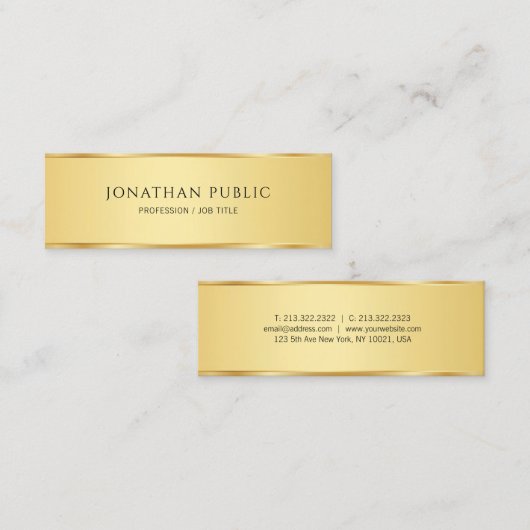 Faux Gold Elegant Eenvoudige Sjabloon Modern Mini Visitekaartje (Voorkant / Achterkant)
