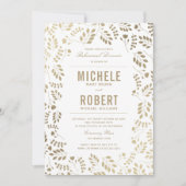 Faux Gold Elegant Floral Rehearsal Dinner Invite Kaart (Voorkant)