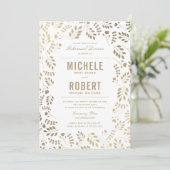Faux Gold Elegant Floral Rehearsal Dinner Invite Kaart (Staand voorkant)