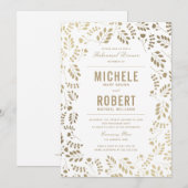 Faux Gold Elegant Floral Rehearsal Dinner Invite Kaart (Voorkant / Achterkant)