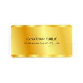 Faux Gold Elegant Glamor Custom Sjabloon Etiket (Voorkant)