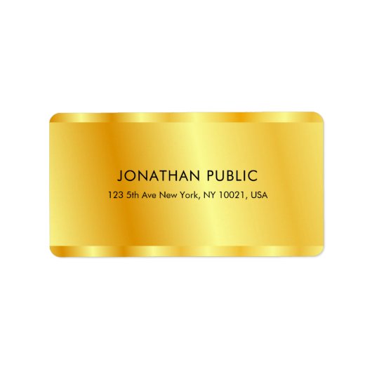 Faux Gold Elegant Glamor Custom Sjabloon Etiket (Voorkant)