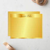 Faux Gold Elegant Hand Script Name Text Sjabloon (Voorkant / Achterkant in situ)