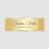Faux Gold Elegant Hand Script Typografie Sjabloon Naamplaatje (Voorkant)