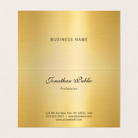 Faux Gold Elegant Handgeschreven Script Monogram Visitekaartje (Binnenkant ongevouwen)